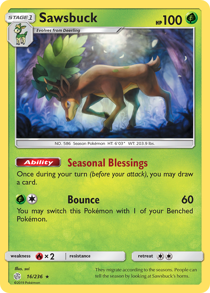 Sawsbuck (16/236) [Sun & Moon: Cosmic Eclipse] | Mega City Incorporated