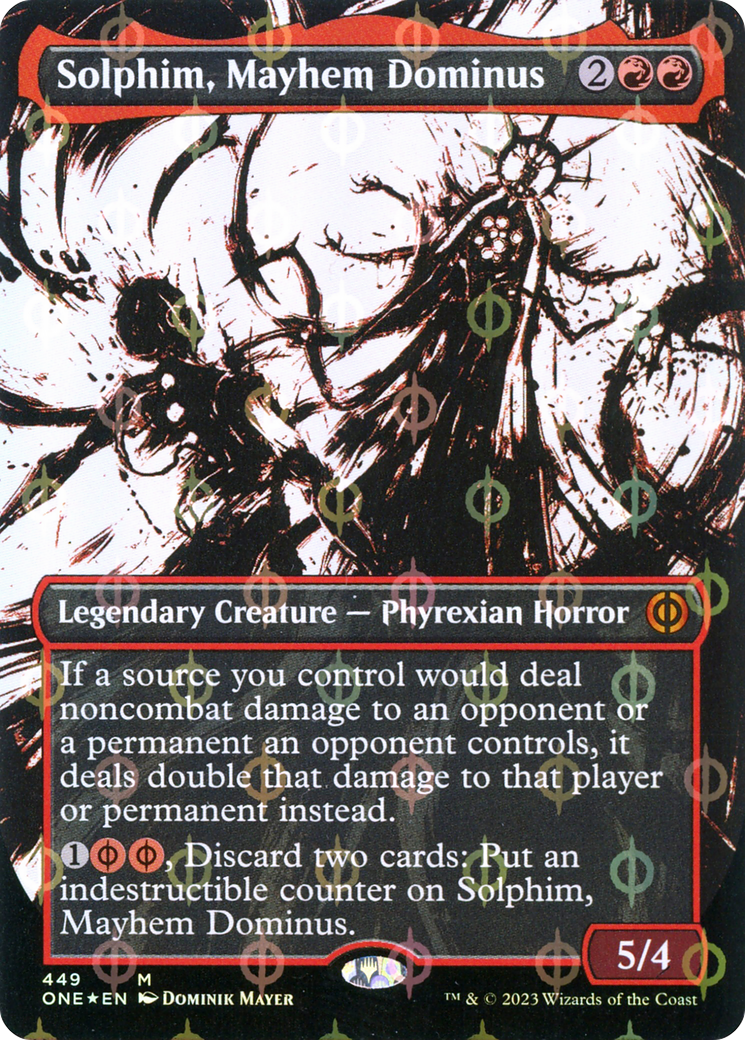 Solphim, Mayhem Dominus (Borderless Ichor Step-and-Compleat Foil) [Phyrexia: All Will Be One] | Mega City Incorporated