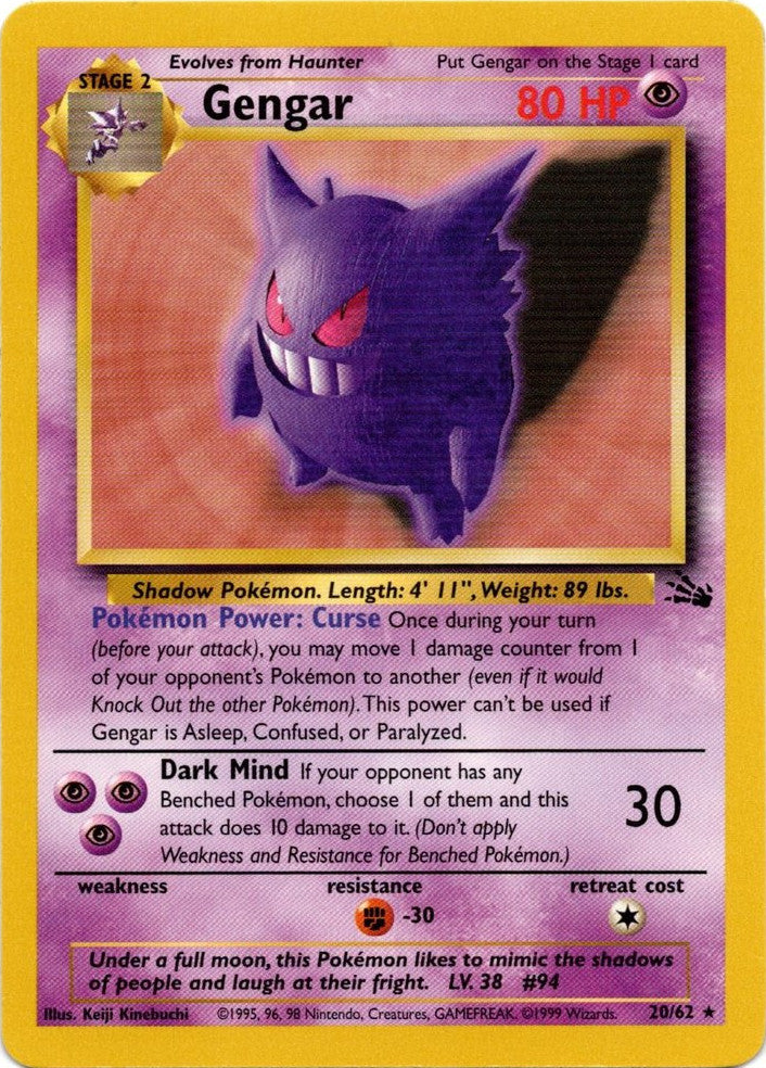 Gengar (20/62) [Fossil Unlimited] | Mega City Incorporated