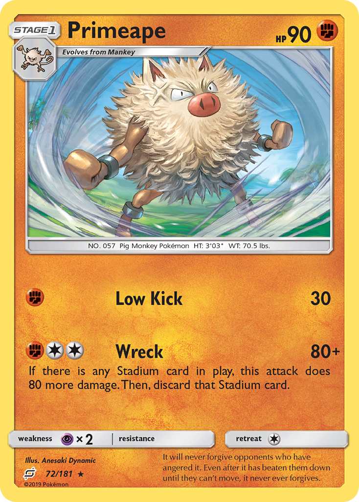 Primeape (72/181) [Sun & Moon: Team Up] | Mega City Incorporated