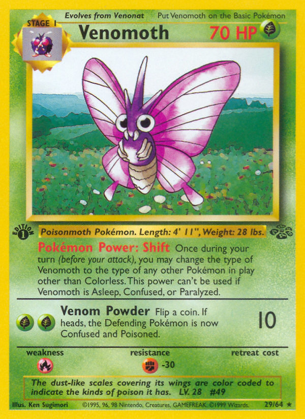 Venomoth (29/64) [Jungle 1st Edition] | Mega City Incorporated