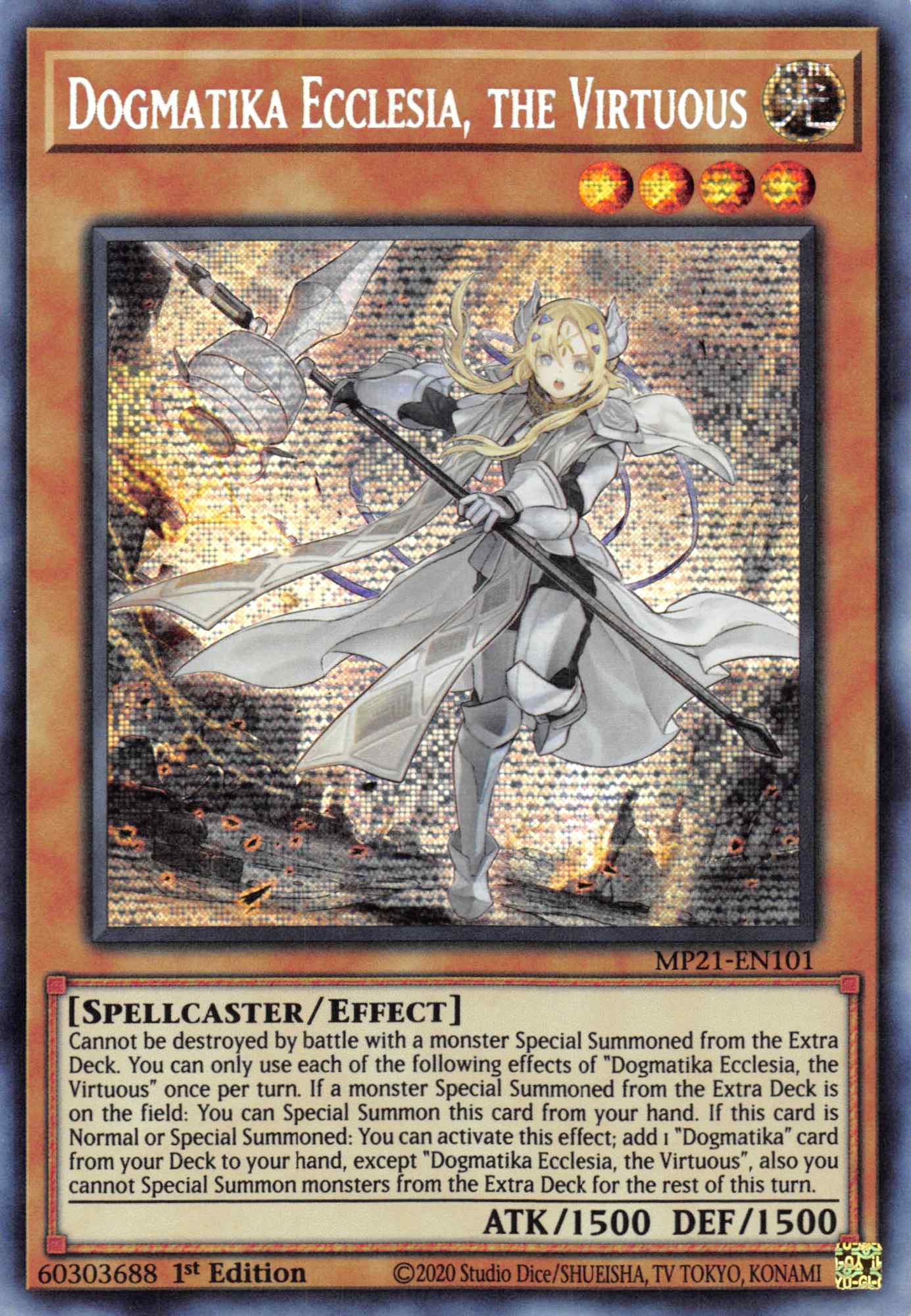 Dogmatika Ecclesia, the Virtuous [MP21-EN101] Prismatic Secret Rare | Mega City Incorporated