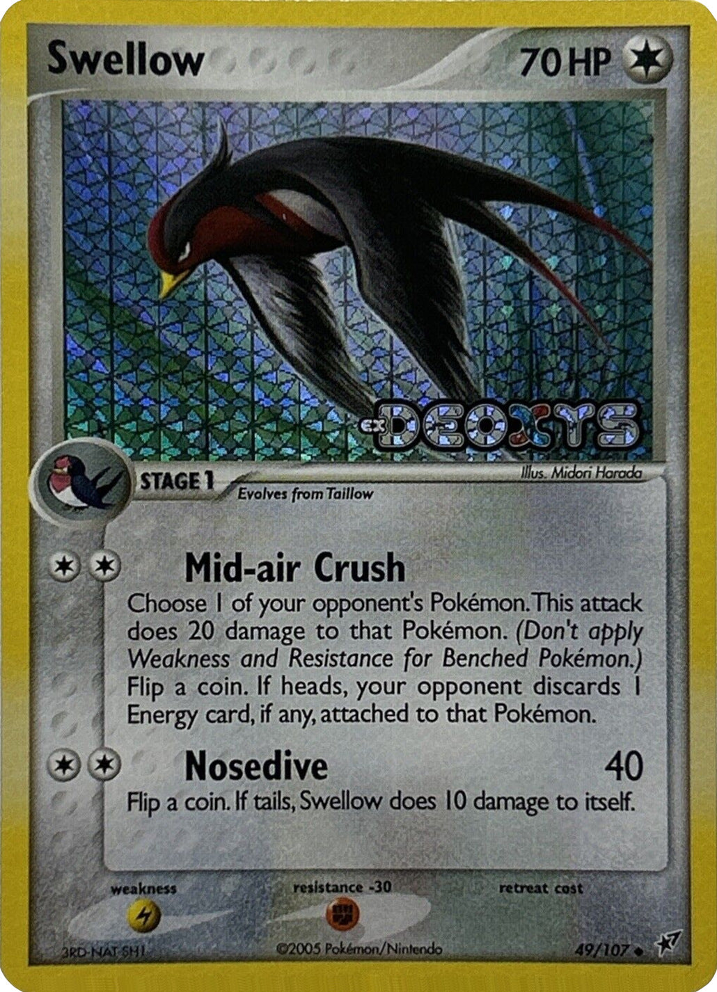 Swellow (49/107) (Stamped) [EX: Deoxys] | Mega City Incorporated