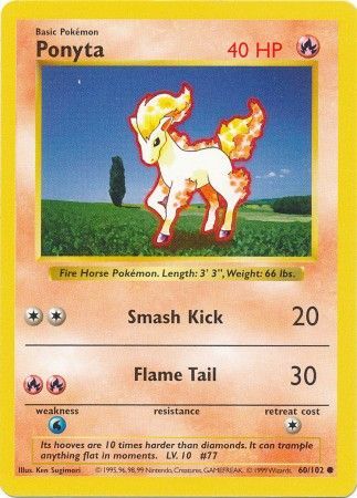 Ponyta (60/102) [Base Set Shadowless Unlimited] | Mega City Incorporated