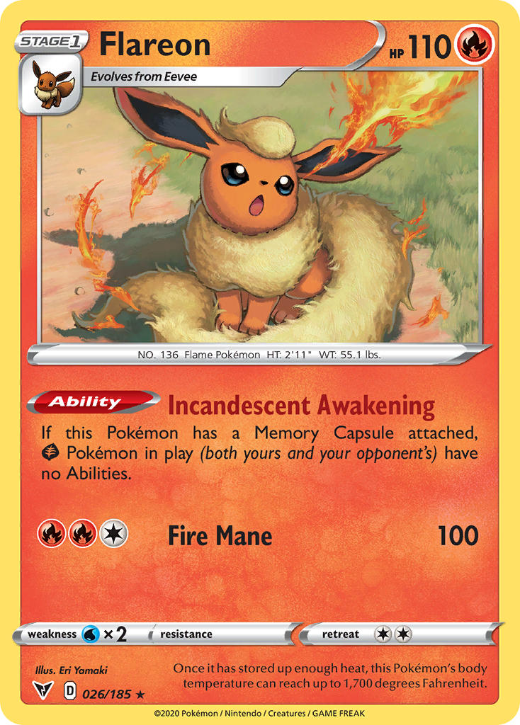 Flareon (026/185) [Sword & Shield: Vivid Voltage] | Mega City Incorporated