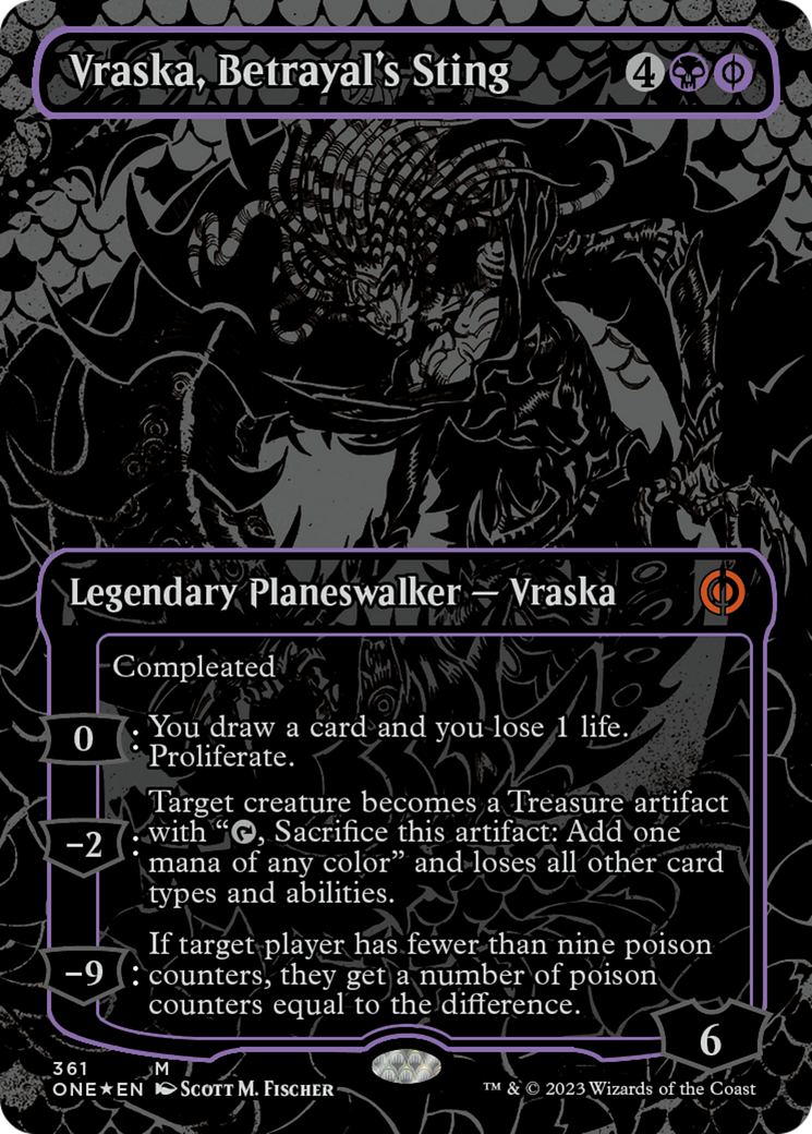 Vraska, Betrayal's Sting (Oil Slick Raised Foil) [Phyrexia: All Will Be One] | Mega City Incorporated