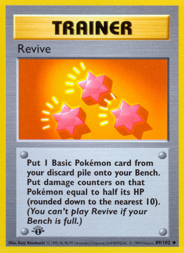 Revive (89/102) (Shadowless) [Base Set 1st Edition] | Mega City Incorporated