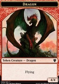 Dragon (006) // Gold (010) Double-sided Token [Commander 2017 Tokens] | Mega City Incorporated