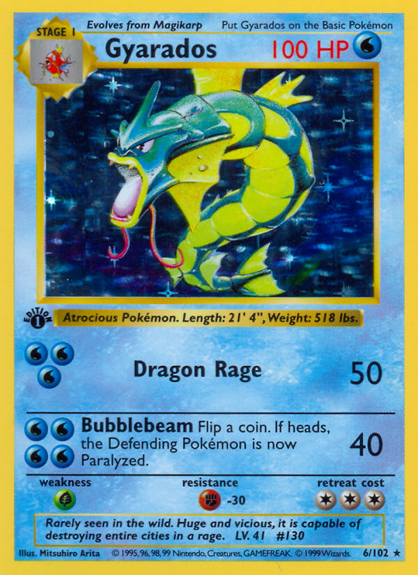 Gyarados (6/102) (Shadowless) [Base Set 1st Edition] | Mega City Incorporated