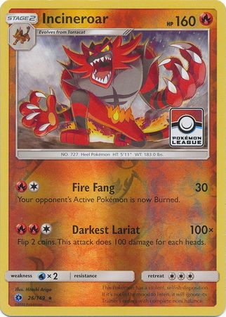 Incineroar (26/149) (League Promo) [Sun & Moon: Base Set] | Mega City Incorporated