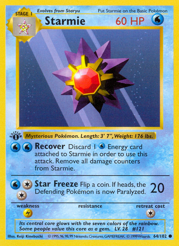 Starmie (64/102) (Shadowless) [Base Set 1st Edition] | Mega City Incorporated