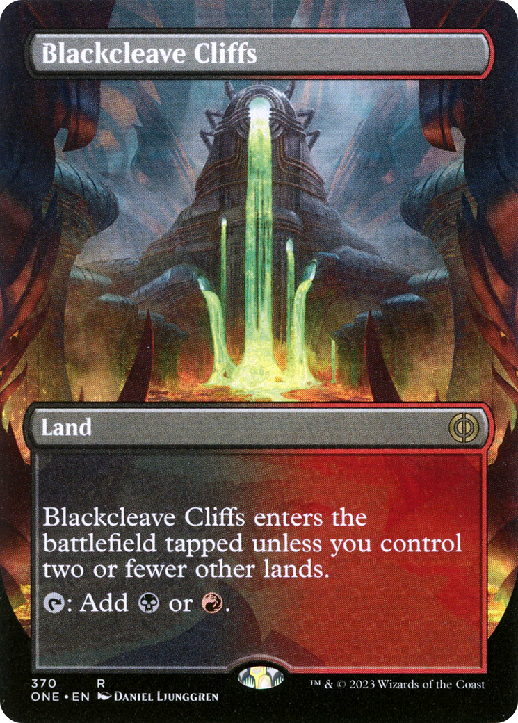 Blackcleave Cliffs (Borderless Alternate Art) [Phyrexia: All Will Be One] | Mega City Incorporated