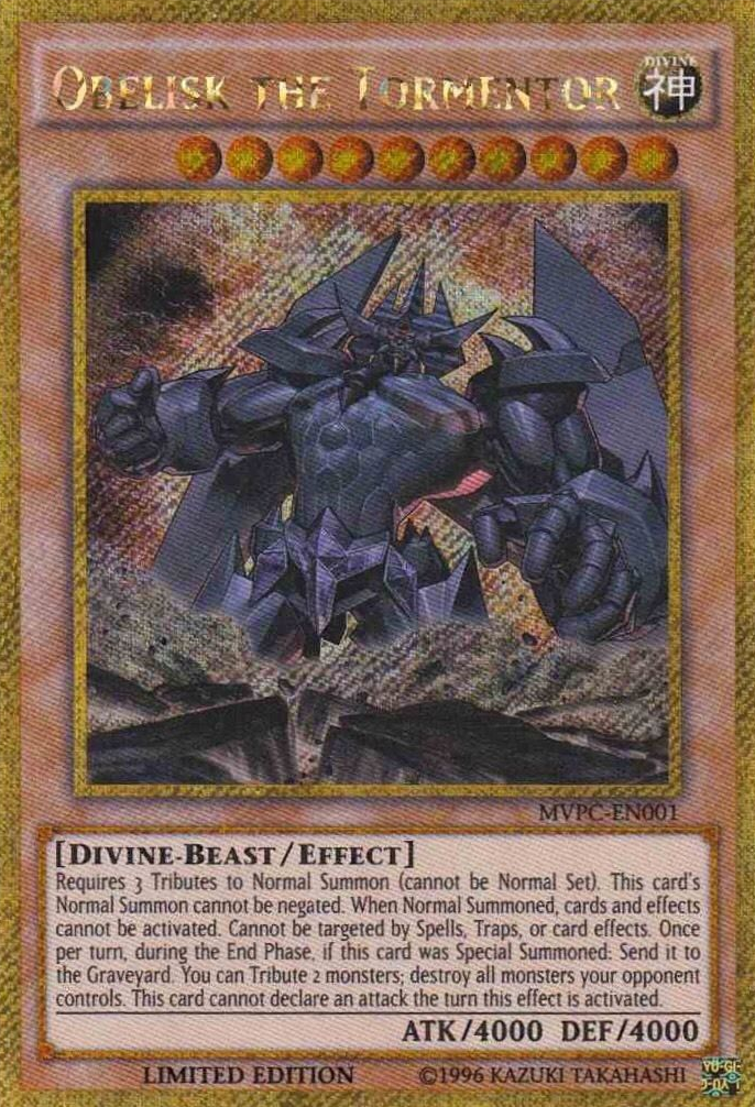 Obelisk the Tormentor [MVPC-EN001] Gold Secret Rare | Mega City Incorporated