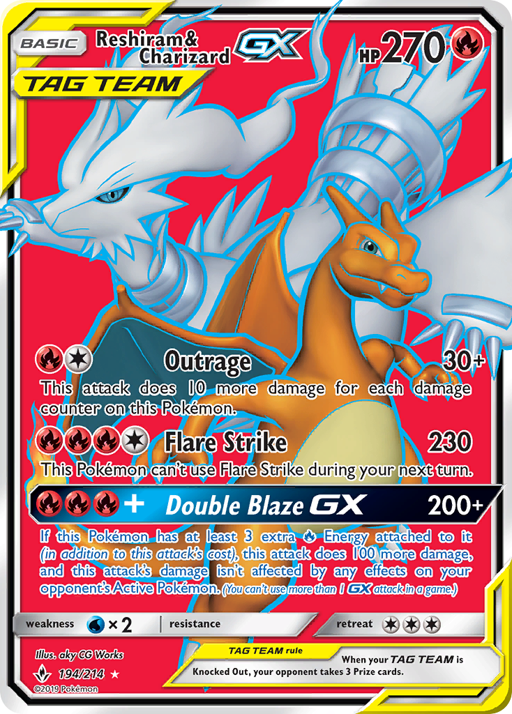 Reshiram & Charizard GX (194/214) [Sun & Moon: Unbroken Bonds] | Mega City Incorporated