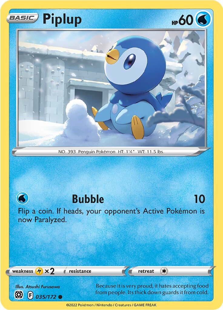 Piplup (035/172) [Sword & Shield: Brilliant Stars] | Mega City Incorporated