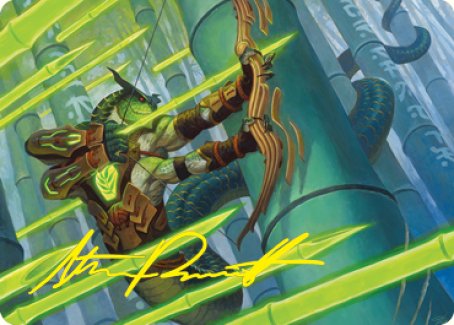 Bamboo Grove Archer Art Card (Gold-Stamped Signature) [Kamigawa: Neon Dynasty Art Series] | Mega City Incorporated