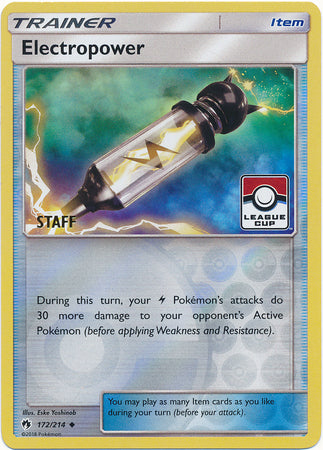 Electropower (172/214) (League Promo Staff) [Sun & Moon: Lost Thunder] | Mega City Incorporated