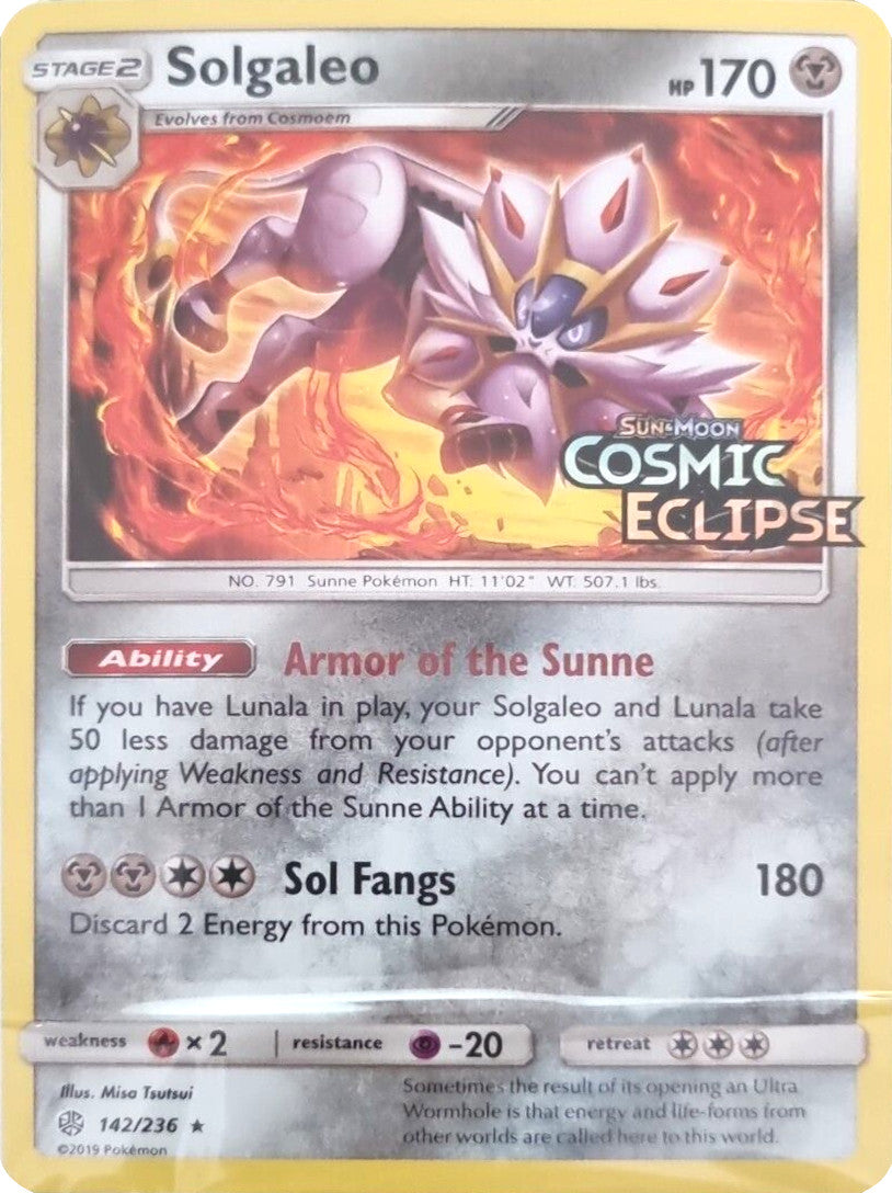 Solgaleo (142/236) (Cosmic Eclipse Stamped) [Sun & Moon: Cosmic Eclipse] | Mega City Incorporated