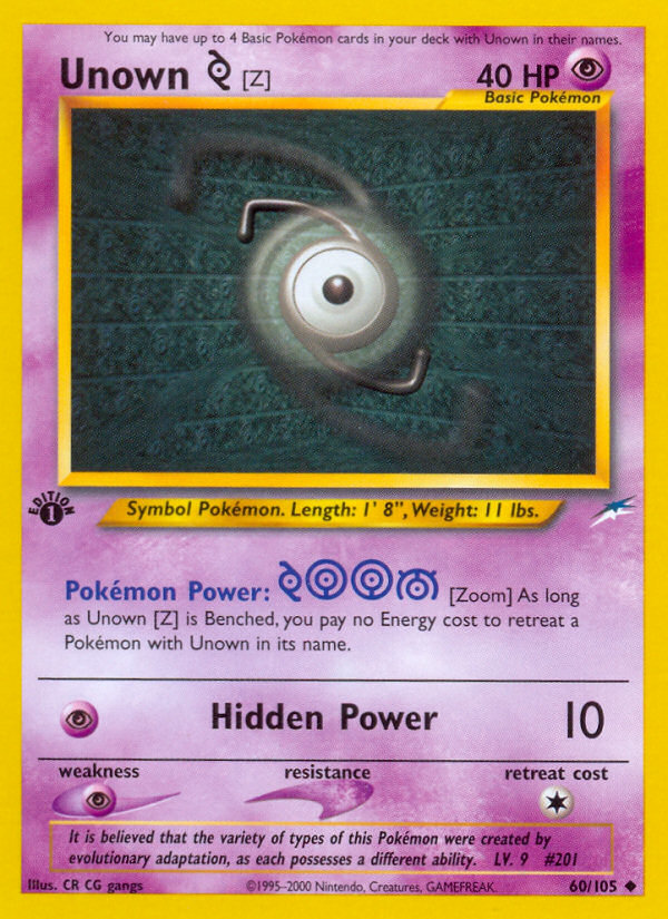 Unown [Z] (60/105) [Neo Destiny 1st Edition] | Mega City Incorporated