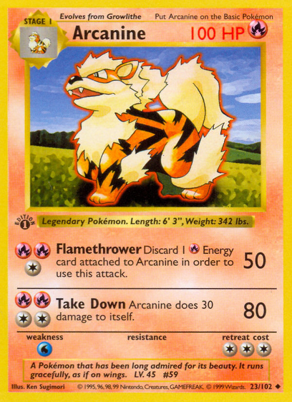 Arcanine (23/102) (Shadowless) [Base Set 1st Edition] | Mega City Incorporated