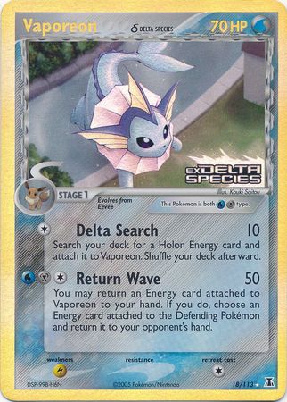 Vaporeon (18/113) (Delta Species) (Stamped) [EX: Delta Species] | Mega City Incorporated