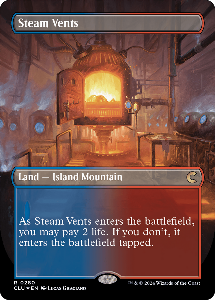 Steam Vents (Borderless) [Ravnica: Clue Edition] | Mega City Incorporated