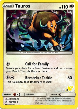 Tauros (164/236) (Pikachu Stamp #14) [Battle Academy 2020] | Mega City Incorporated