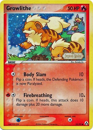 Growlithe (55/92) (Stamped) [EX: Legend Maker] | Mega City Incorporated