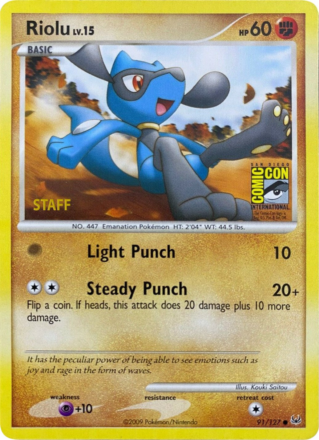 Riolu (91/127) (SDCC 2009) (Staff) [Platinum: Base Set] | Mega City Incorporated