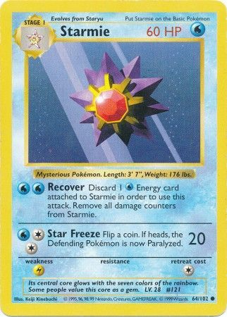 Starmie (64/102) [Base Set Shadowless Unlimited] | Mega City Incorporated