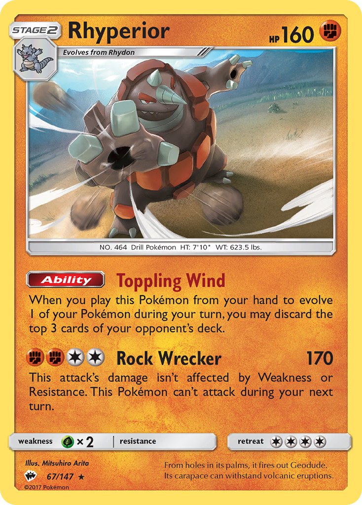 Rhyperior (67/147) (Theme Deck Exclusive) [Sun & Moon: Burning Shadows] | Mega City Incorporated