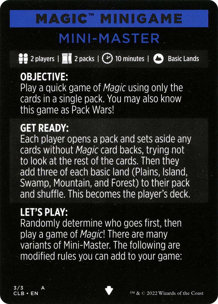 Mini-Master (Magic Minigame) [Commander Legends: Battle for Baldur's Gate Minigame] | Mega City Incorporated