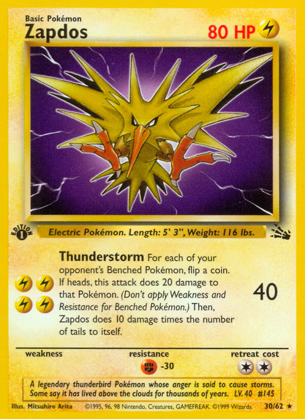 Zapdos (30/62) [Fossil 1st Edition] | Mega City Incorporated