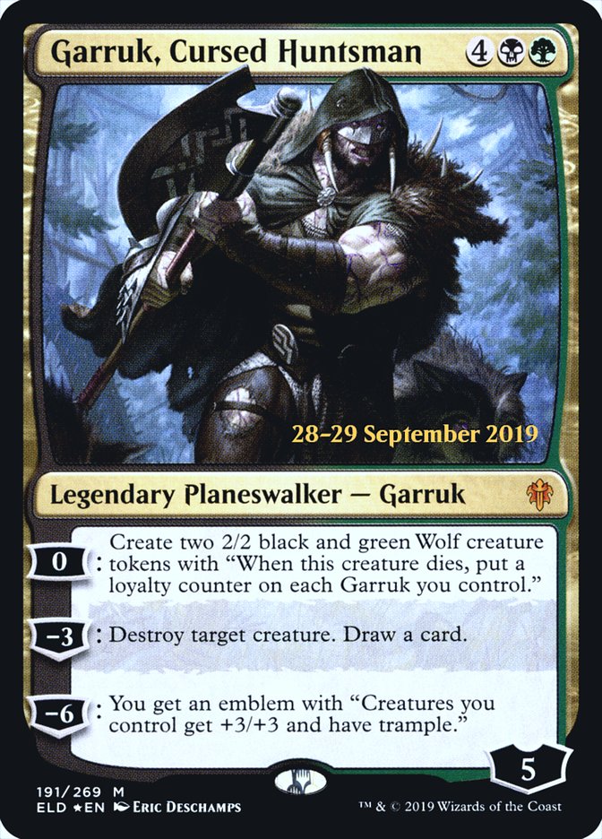 Garruk, Cursed Huntsman  [Throne of Eldraine Prerelease Promos] | Mega City Incorporated