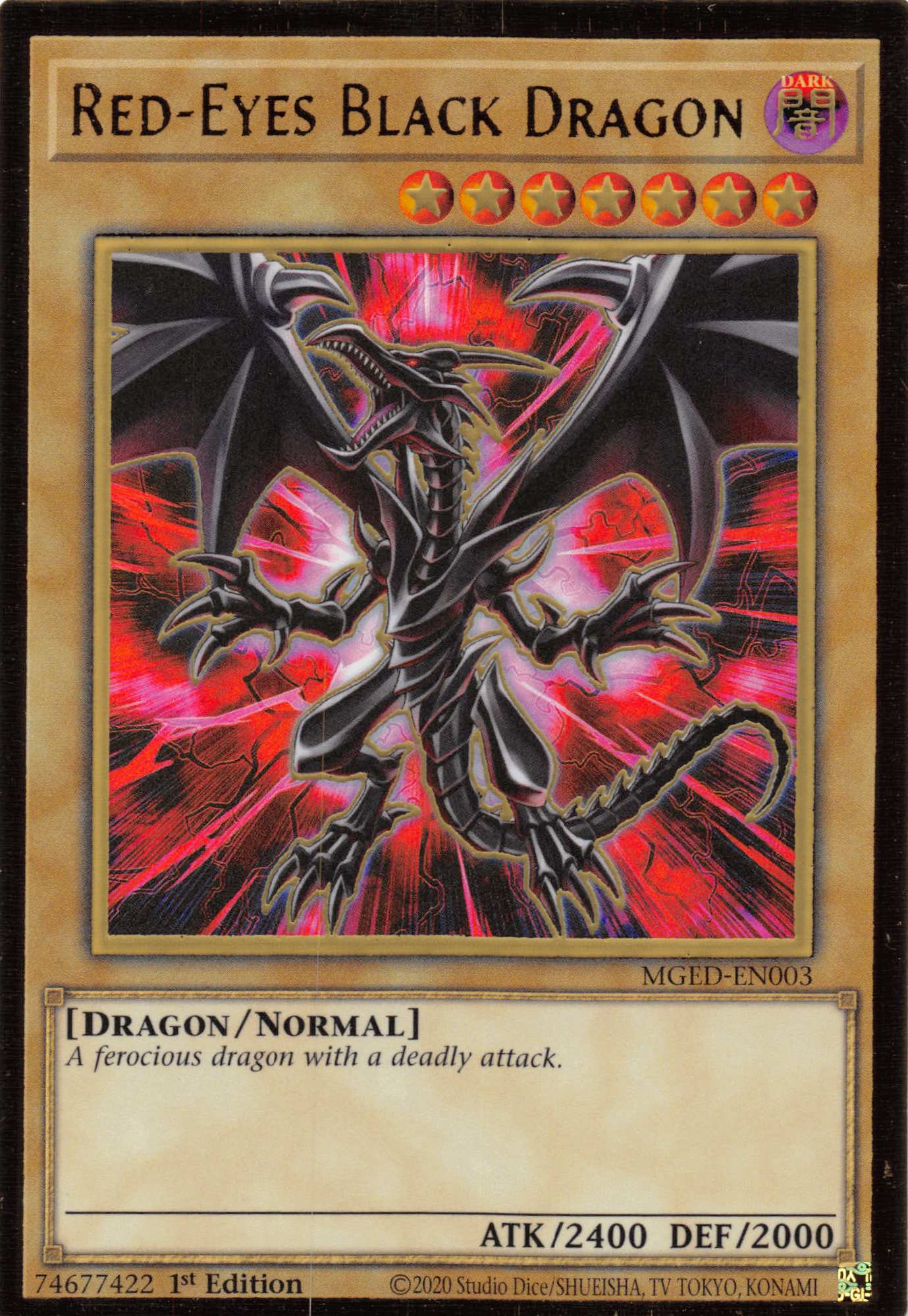 Red-Eyes Black Dragon (Alternate Art) [MGED-EN003] Gold Rare | Mega City Incorporated