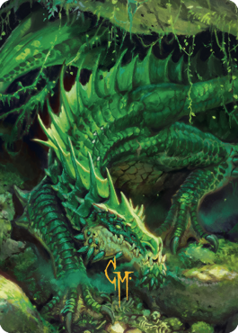 Lurking Green Dragon Art Card (Gold-Stamped Signature) [Commander Legends: Battle for Baldur's Gate Art Series] | Mega City Incorporated