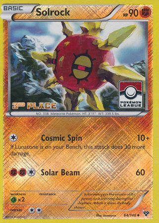 Solrock (64/146) (3rd Place League Challenge Promo) [XY: Base Set] | Mega City Incorporated