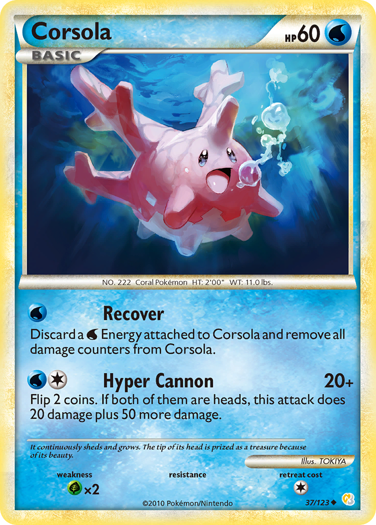 Corsola (37/123) [HeartGold & SoulSilver: Base Set] | Mega City Incorporated