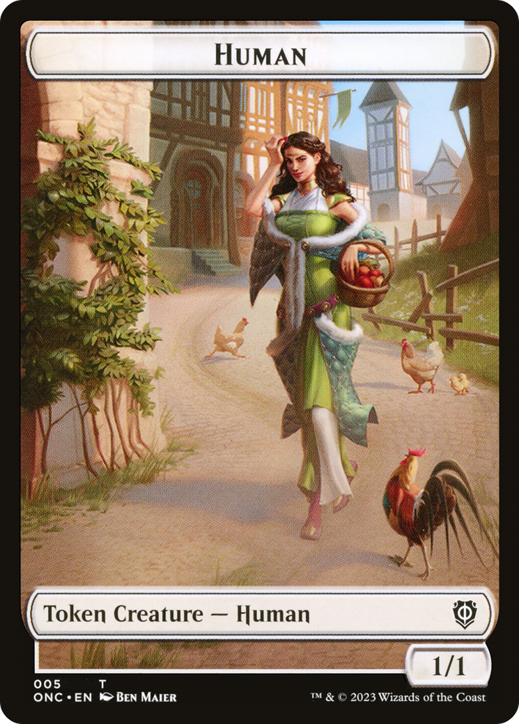 Human // Spirit Double-Sided Token [Phyrexia: All Will Be One Commander Tokens] | Mega City Incorporated