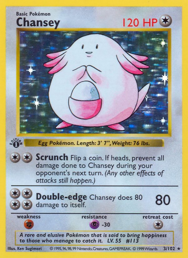 Chansey (3/102) (Shadowless) [Base Set 1st Edition] | Mega City Incorporated