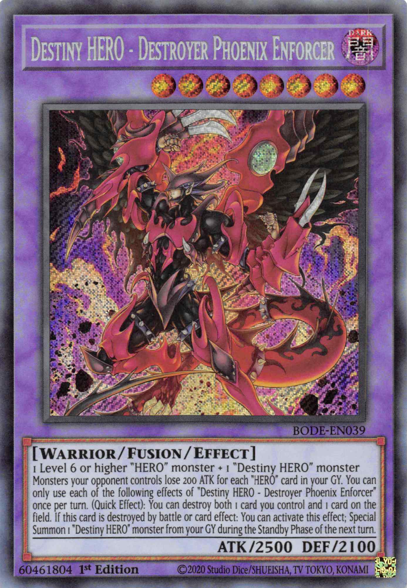 Destiny HERO - Destroyer Phoenix Enforcer [BODE-EN039] Secret Rare | Mega City Incorporated