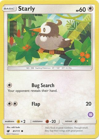 Starly (81/111) (Deck Exclusive #15) [Sun & Moon: Trainer Kit - Alolan Sandslash] | Mega City Incorporated