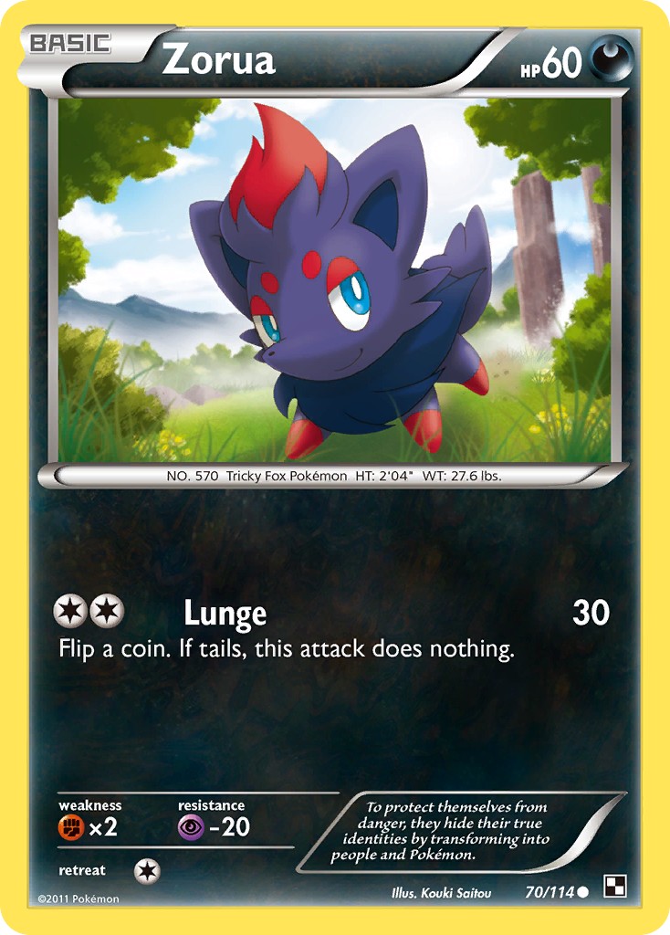 Zorua (70/114) [Black & White: Base Set] | Mega City Incorporated