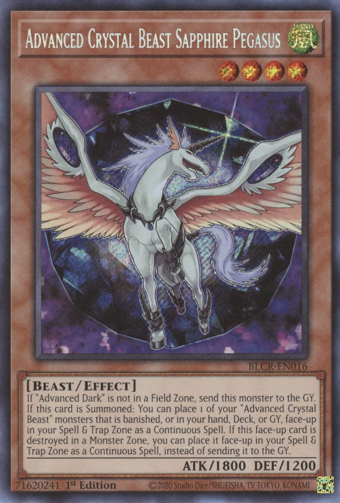 Advanced Crystal Beast Sapphire Pegasus [BLCR-EN016] Secret Rare | Mega City Incorporated