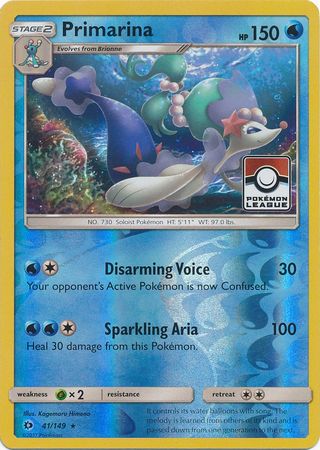 Primarina (41/149) (League Promo) [Sun & Moon: Base Set] | Mega City Incorporated