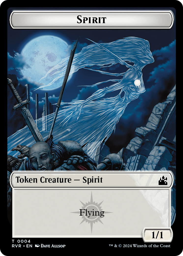 Elf Knight // Spirit (0004) Double-Sided Token [Ravnica Remastered Tokens] | Mega City Incorporated