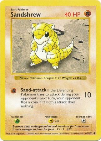 Sandshrew (62/102) [Base Set Shadowless Unlimited] | Mega City Incorporated