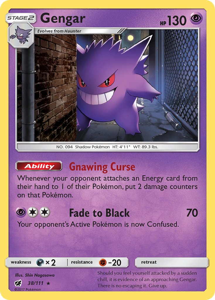 Gengar (38/111) (Prerelease Kit Exclusive) (Theme Deck Exclusive) [Sun & Moon: Crimson Invasion] | Mega City Incorporated
