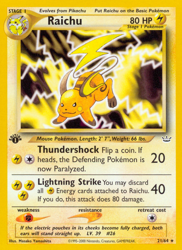 Raichu (21/64) [Neo Revelation 1st Edition] | Mega City Incorporated