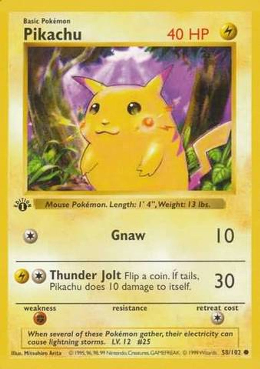 Pikachu (58/102) (Red Cheeks Misprint) [Base Set 1st Edition] | Mega City Incorporated